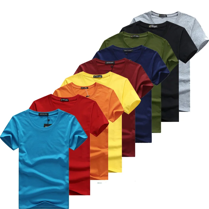 Мужская хлопковая футболка с коротким рукавом повседневная Однотонная большого