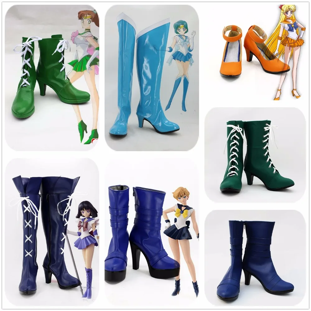 Обувь для косплея Для Взрослых Sailor Moon Mercury Mizuno Ami Venus Minako Aino Uranus Haruka Jupiter Kino Makoto Saturn