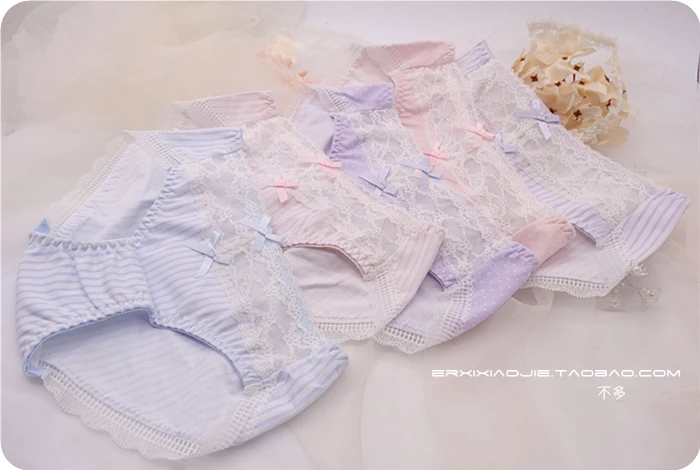 Princess sweet lolita underwear Japanese Cotton stripes,spots, lace, cute girl briefs,mid-waist pure color underwears BDJ056
Princess sweet lolita underwear Japanese Cotton stripes,spots, lace, cute girl briefs,mid-waist pure color underwears BDJ056