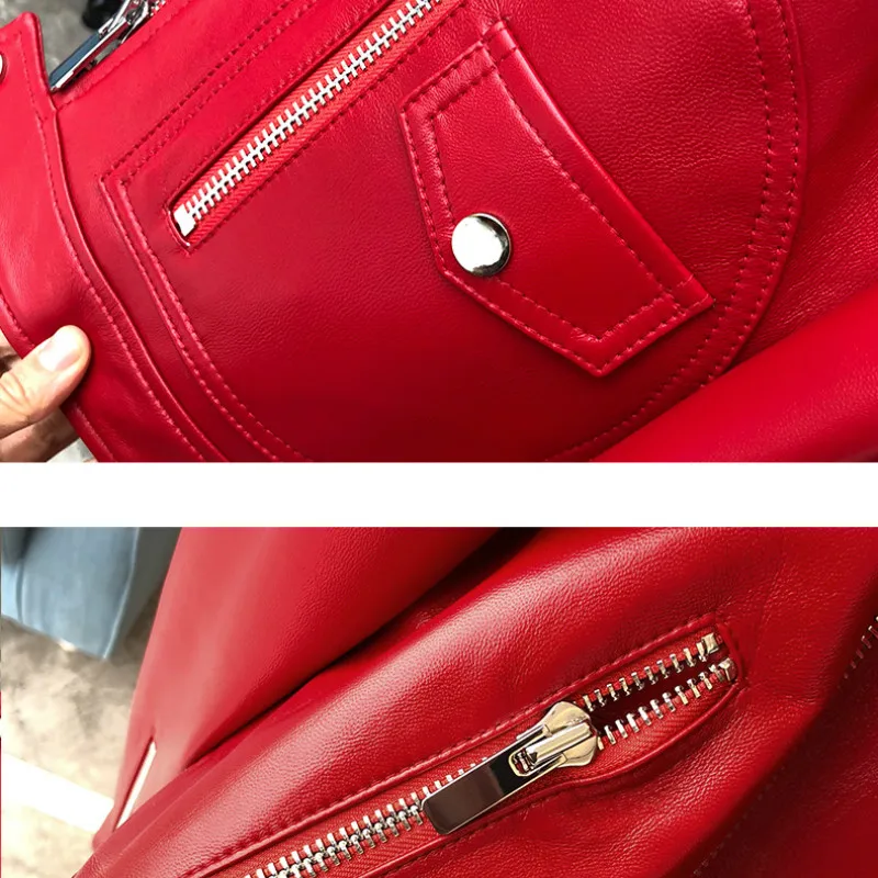 2019 New Spring Autumn Red Genuine Leather Jacket Real Leather Jackets Women Casual Elegant Slim Sheepskin Coat A055
2019 New Spring Autumn Red Genuine Leather Jacket Real Leather Jackets Women Casual Elegant Slim Sheepskin Coat A055