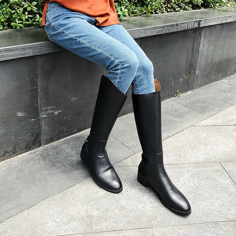 TXCNMB Boots Women Genuine Leather Knee High Boots Autumn Winter Back Zipper Shoes Woman New Fashion Motorcycle Riding Boots
TXCNMB Boots Women Genuine Leather Knee High Boots Autumn Winter Back Zipper Shoes Woman New Fashion Motorcycle Riding Boots