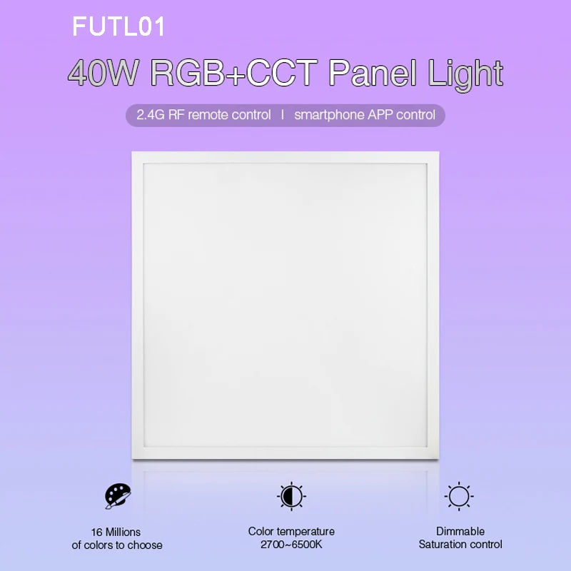 Miboxer 40W RGB+CCT led Panel Light FUTL01 2.4G Wireless remote control Smartphone APP control
Miboxer 40W RGB+CCT led Panel Light FUTL01 2.4G Wireless remote control Smartphone APP control