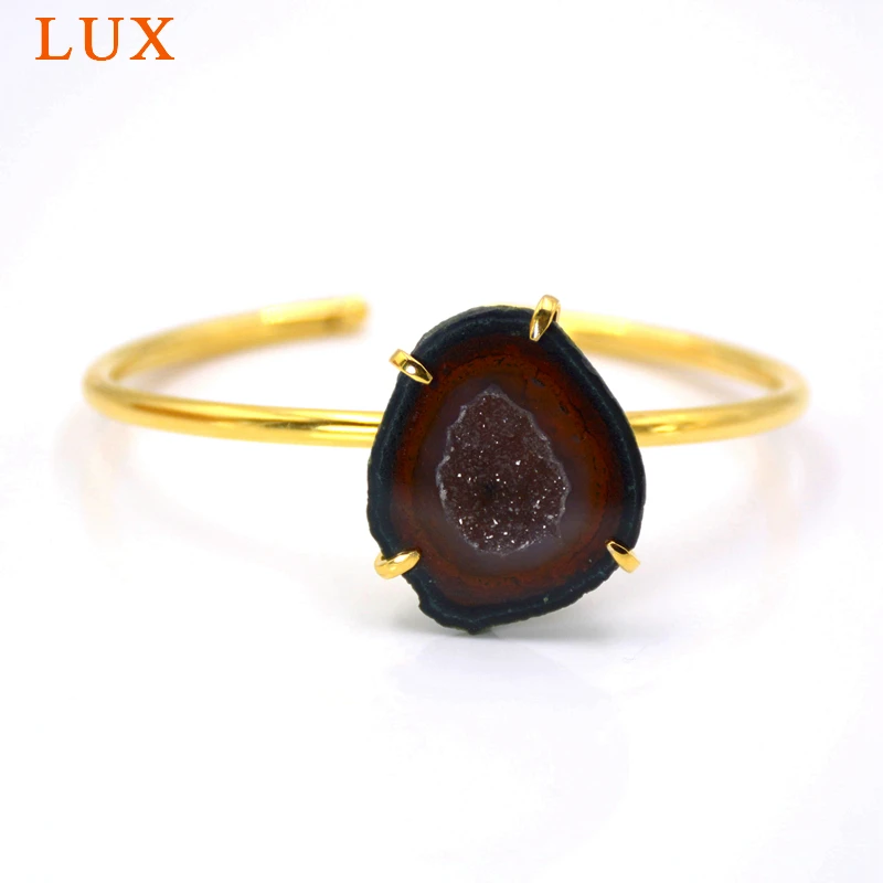 LUX Gold color plated Bracelet Small Druzy Geode bangle drusy Stone cuff Prong Setting Tabasco Geode Jewelry 925 sterling silver
LUX Gold color plated Bracelet Small Druzy Geode bangle drusy Stone cuff Prong Setting Tabasco Geode Jewelry 925 sterling silver