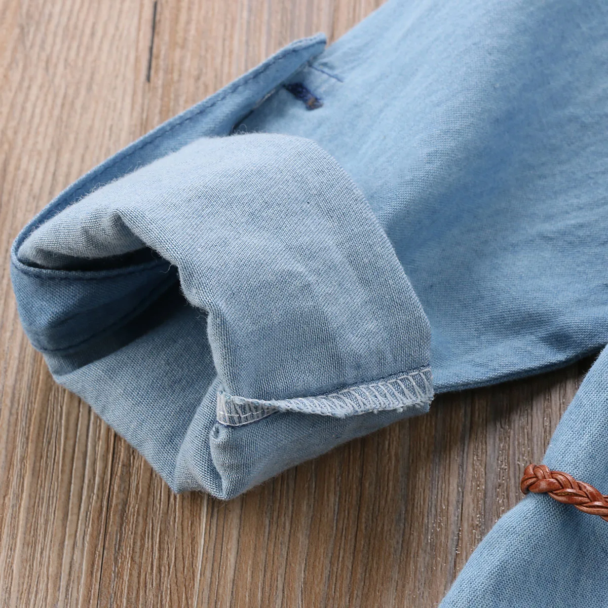 Citgeett/Детские джинсы для девочек Джинсовая футболка с карманами и рукавами