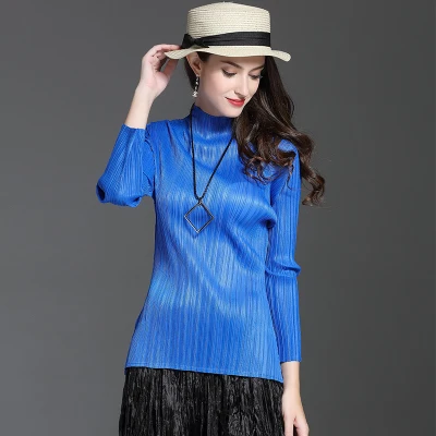 Miyake Wrinkles High Necked Long Sleeved Bottoming Shirts Women's New Pure Color T-shirt Pleated
Miyake Wrinkles High Necked Long Sleeved Bottoming Shirts Women's New Pure Color T-shirt Pleated
