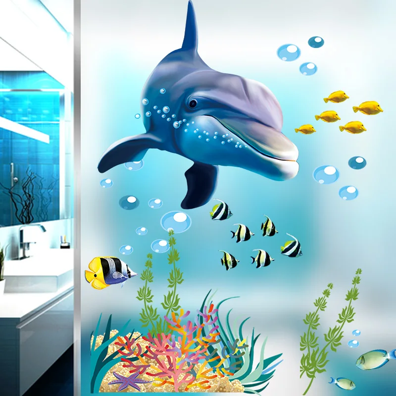 

Dolphin Fish Aquarium Ocean Wall Stickers For Kids Rooms Bathroom Kitchen Home Decor Cartoon Animals Decals Pvc Mural Art