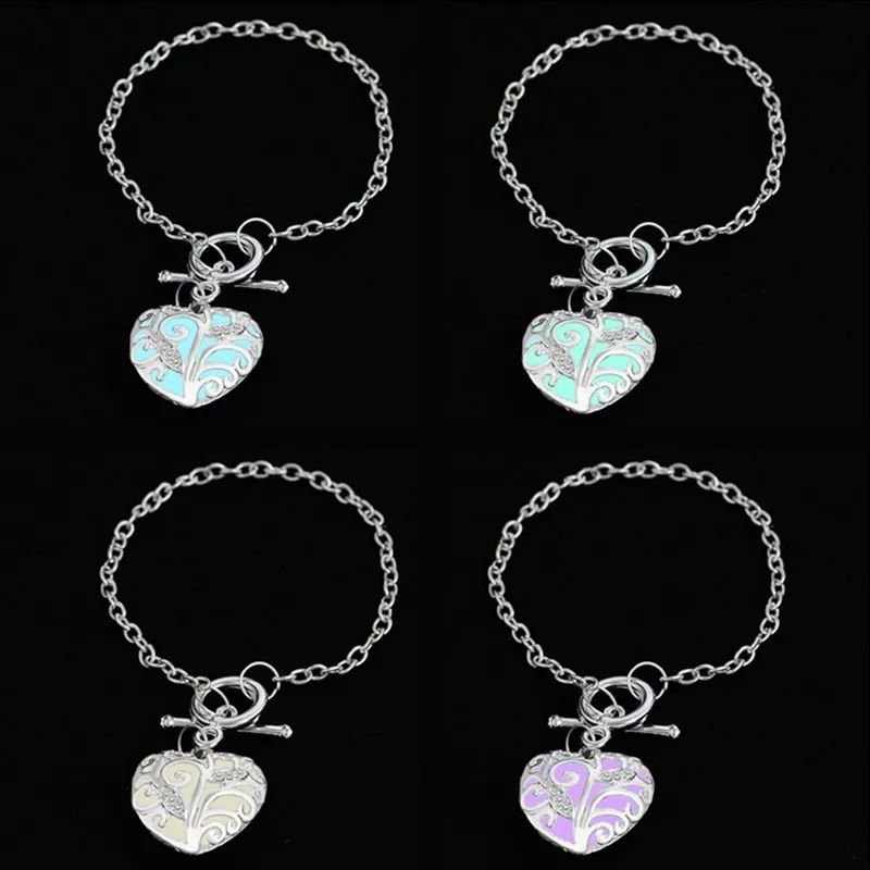 Hot Sale Charming Heart Bracelets&Bangles For Women Girls Glowing In Dark Pendant Luminous Bracelet Christmas Gift | Украшения и