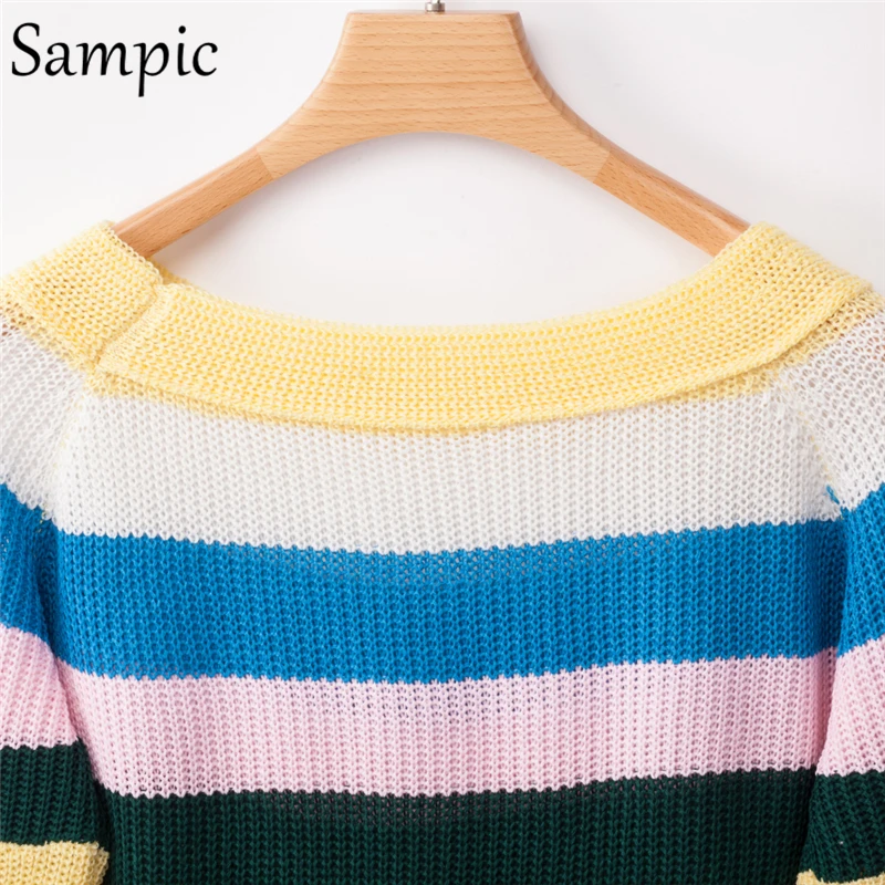Sampic sexy knitted pullovers slash neck winter long sleeve sweater women casual striped autumn sweaters 2019
Sampic sexy knitted pullovers slash neck winter long sleeve sweater women casual striped autumn sweaters 2019