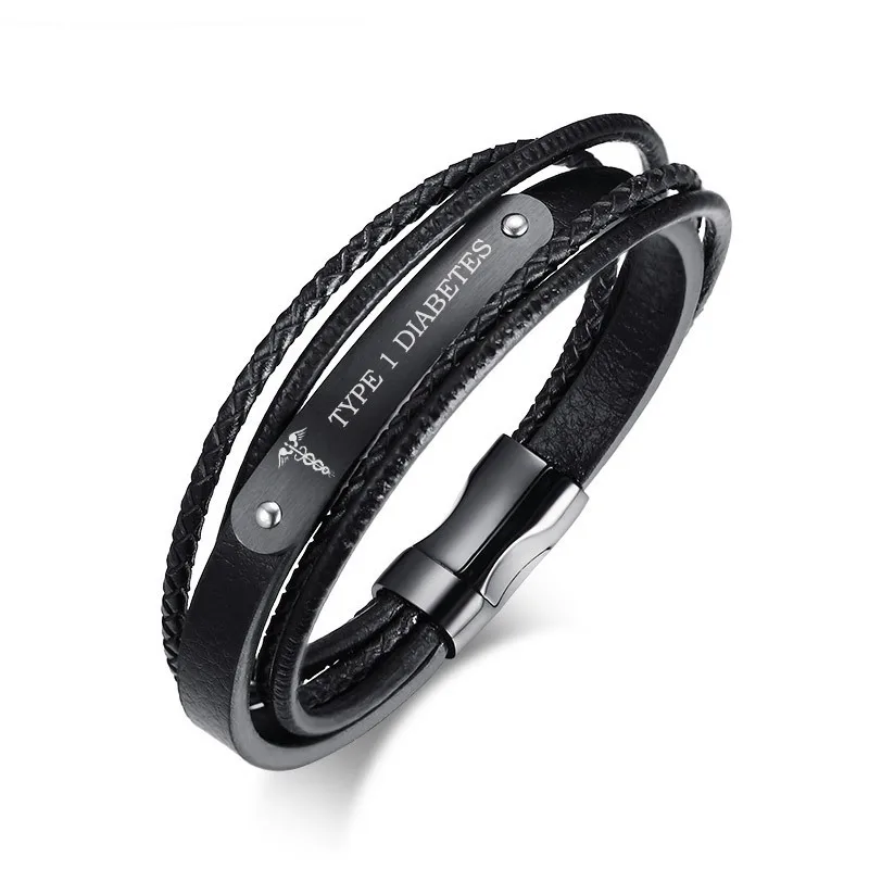 Men Personalized Custom Engraving Medical DIABETES Black Bracelet Stainless Steel Genuine Leather Wristband 8.3"
Men Personalized Custom Engraving Medical DIABETES Black Bracelet Stainless Steel Genuine Leather Wristband 8.3"