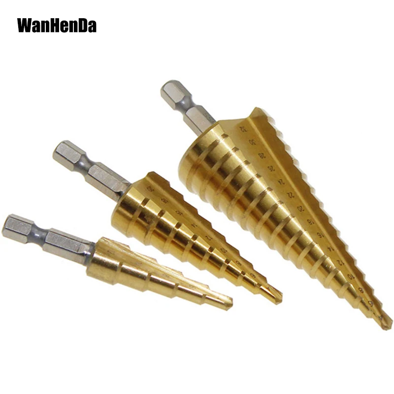 3pc Metal Drill bit 4-12mm 4-20mm 4-32mm HSS 4241 Steel Large Step Cone Titanium Coated Metal Drill Bit Cut Tool Set Hole Cutter
3pc Metal Drill bit 4-12mm 4-20mm 4-32mm HSS 4241 Steel Large Step Cone Titanium Coated Metal Drill Bit Cut Tool Set Hole Cutter