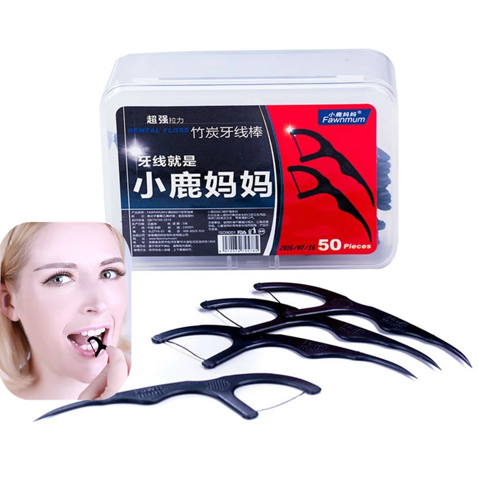 50pcs/Box Bamboo Charcoal Black Dental Floss Teeth Stick Tooth Picks Interdental Brushes Clean Toothpick Flosser Oral Care Tool
50pcs/Box Bamboo Charcoal Black Dental Floss Teeth Stick Tooth Picks Interdental Brushes Clean Toothpick Flosser Oral Care Tool