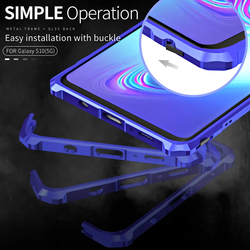 Luxury Metal Bumper Case For Samsung Galaxy S10 5G Case Clear Tempered Glass Aluminum Back Cover For Samsung Galaxy S10 5G Cases 
Luxury Metal Bumper Case For Samsung Galaxy S10 5G Case Clear Tempered Glass Aluminum Back Cover For Samsung Galaxy S10 5G Cases