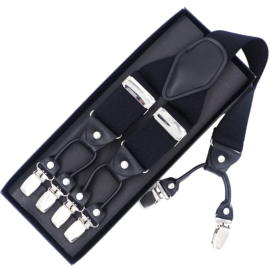 Man's Suspenders Black Leather 6 Clips Braces Vintage Casual Suspensorio Tirantes Trousers Strap Father/Husband's Gift 3.5*120cm
Man's Suspenders Black Leather 6 Clips Braces Vintage Casual Suspensorio Tirantes Trousers Strap Father/Husband's Gift 3.5*120cm
