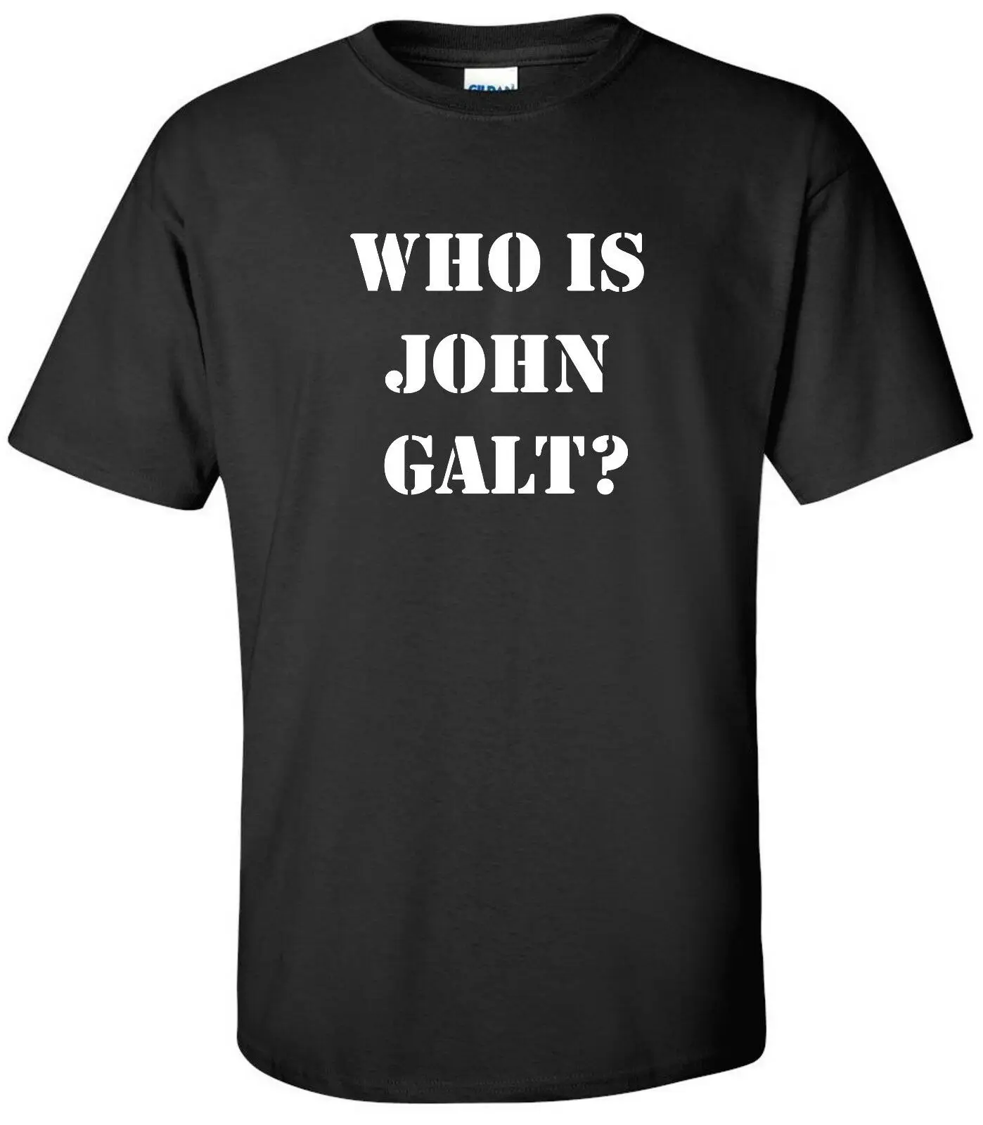 Футболка с надписью WHO IS JOHN GALT Ayn Rand Atlas пожимая плечами синяя или черная