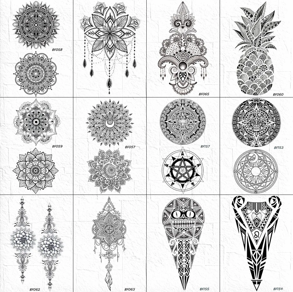 Indian Henna Mandala Temporary Tattoo Sticker Women Body Arm Art Floral Tattoo Black Fake Lace Pendant Girl DIY Tatoo Waterproof
Indian Henna Mandala Temporary Tattoo Sticker Women Body Arm Art Floral Tattoo Black Fake Lace Pendant Girl DIY Tatoo Waterproof