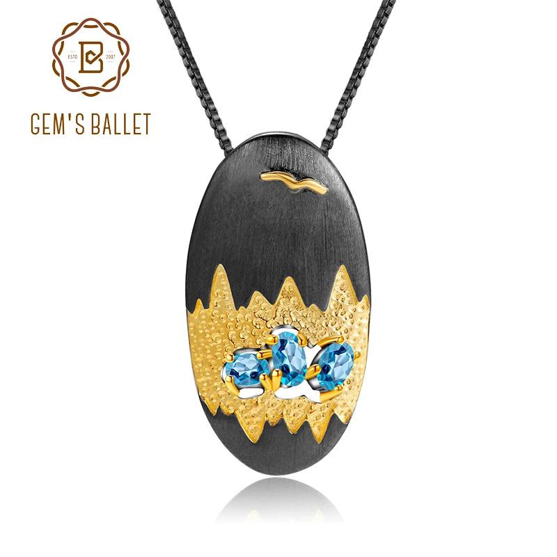 GEM'S BALLET 0.81Ct Natural Swiss Blue Topaz Statement Pendant 925 Sterling Silver Original Handmade Pendant Necklace for Women
GEM'S BALLET 0.81Ct Natural Swiss Blue Topaz Statement Pendant 925 Sterling Silver Original Handmade Pendant Necklace for Women