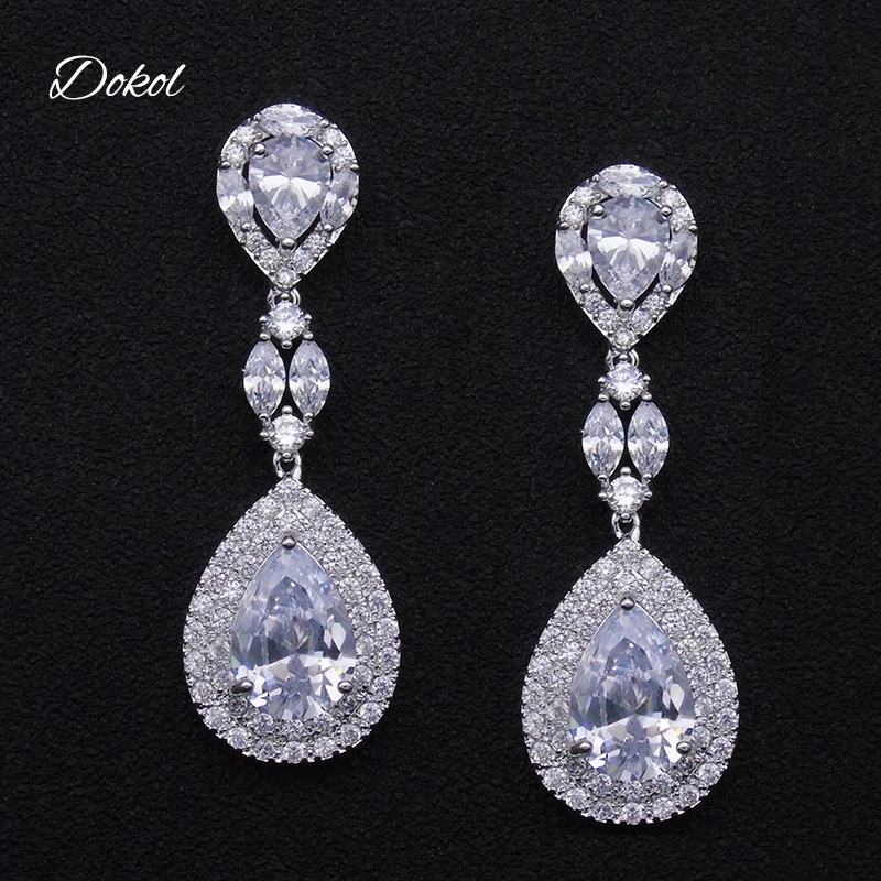 DOKOL Elegant AAA Cubic Zirconia Drop Earrings For Wedding Silver Color Bridesmaids Earring Brides Fashion Women Jewelry DKE0062
DOKOL Elegant AAA Cubic Zirconia Drop Earrings For Wedding Silver Color Bridesmaids Earring Brides Fashion Women Jewelry DKE0062