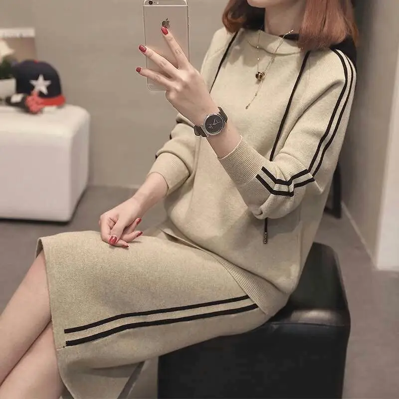 SWYIVY Woman Sweater Dresses Sets Hooded 2018 Autumn Winter Female Casual Clothing Knit Wear Sweaters Long Sleever Pullover
SWYIVY Woman Sweater Dresses Sets Hooded 2018 Autumn Winter Female Casual Clothing Knit Wear Sweaters Long Sleever Pullover
