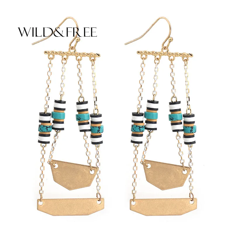 Wild&Free Handmade Jewelry Double Geometric Drop Earrings With Natural Stone Beads Gold Color Tassel Chain Earrings For Women
Wild&Free Handmade Jewelry Double Geometric Drop Earrings With Natural Stone Beads Gold Color Tassel Chain Earrings For Women