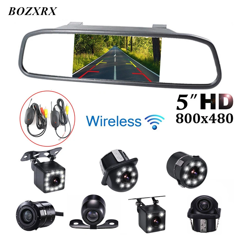 BOZXRX 2.4G Wireless 5 inch TFT LCD Rear View Mirror Car Monitor Video Input with Angle Backup Camera Vehicle Color View 170
BOZXRX 2.4G Wireless 5 inch TFT LCD Rear View Mirror Car Monitor Video Input with Angle Backup Camera Vehicle Color View 170