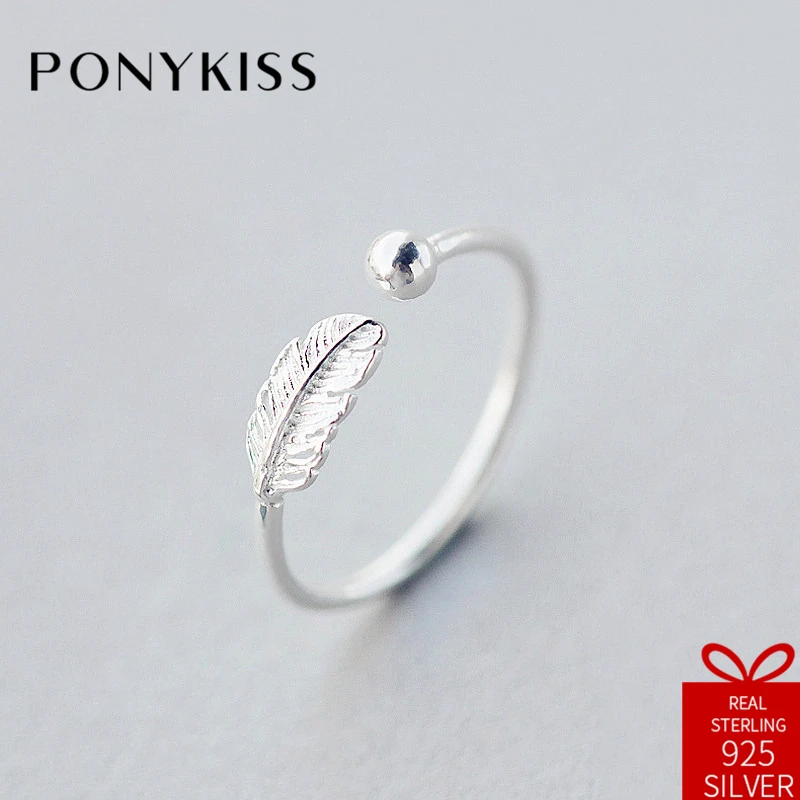 PONYKISS Romantic 100% 925 Sterling Silver Adjustable Opening Cute Feather Ring Fine Jewelry Women Birthday Party Creative Gift
PONYKISS Romantic 100% 925 Sterling Silver Adjustable Opening Cute Feather Ring Fine Jewelry Women Birthday Party Creative Gift
