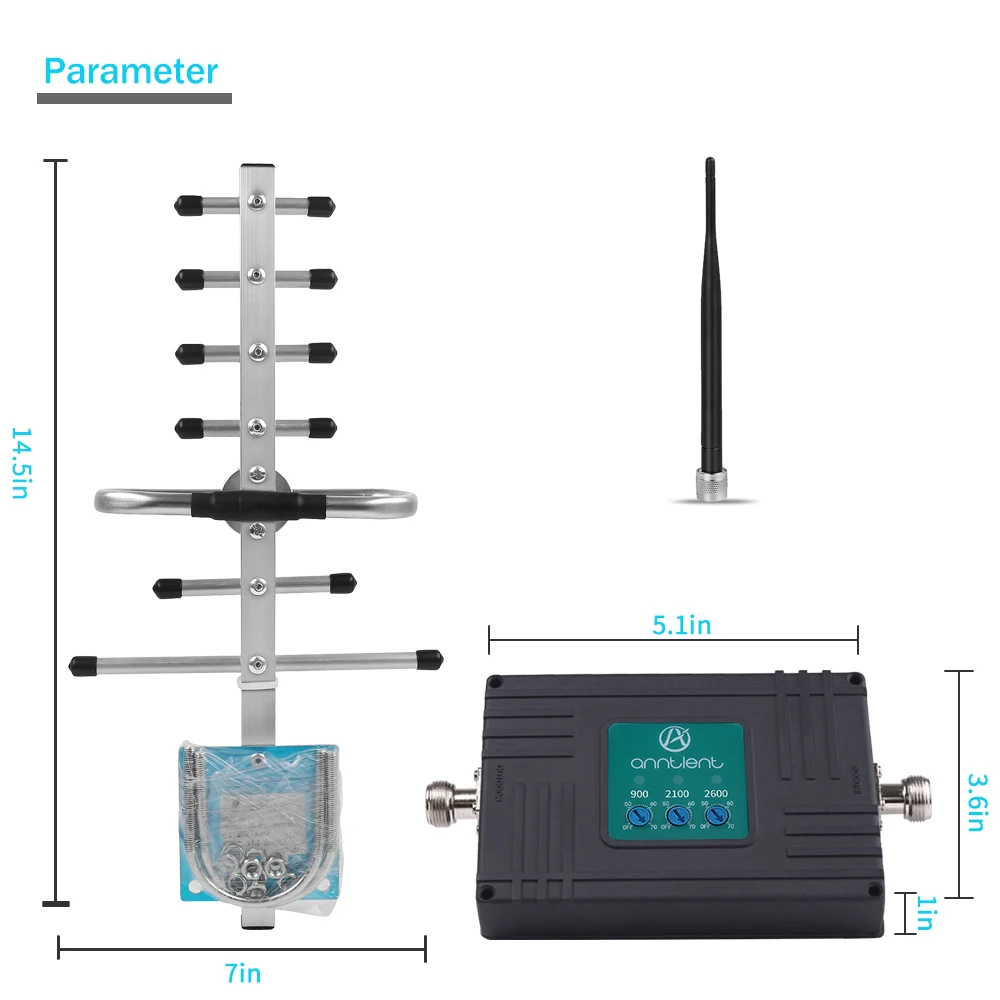 Mobile Phone Signal Booster for Home - 900/2100/2600MHz Band 8/1/7 2G 3G 4G Cell Phone Repeater Amplifier - Boost Voice and Data
Mobile Phone Signal Booster for Home - 900/2100/2600MHz Band 8/1/7 2G 3G 4G Cell Phone Repeater Amplifier - Boost Voice and Data