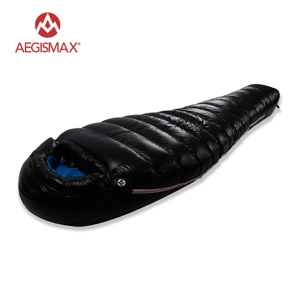 

AEGISMAX 95% White Goose Down Mummy Camping Sleeping Bag Cold Winter Ultralight Baffle Design Camping Splicing FP800 G1-G5