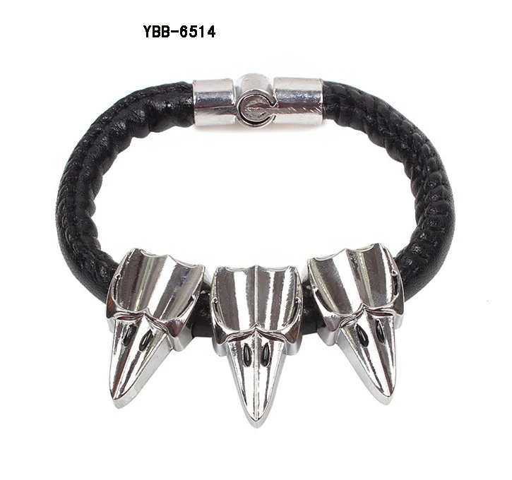 New Design Handmade Stainless Steel Bangle Smile Skull Bullet Bracelet Crocodile Hand Chain Vintage Retro Charm for man or woman | Украшения