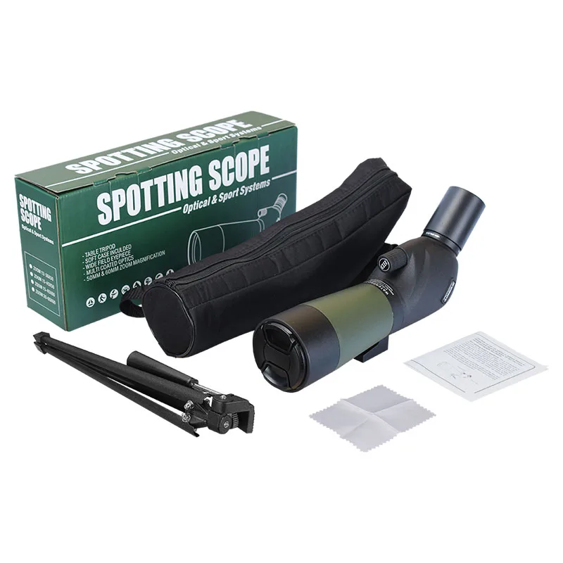 AOMEKIE 20-60x60 Zoom Spotting Scope Bak4 Prism Optical Lens Waterproof Monocular Telescope with Tripod for Birdwatching Hunting
AOMEKIE 20-60x60 Zoom Spotting Scope Bak4 Prism Optical Lens Waterproof Monocular Telescope with Tripod for Birdwatching Hunting