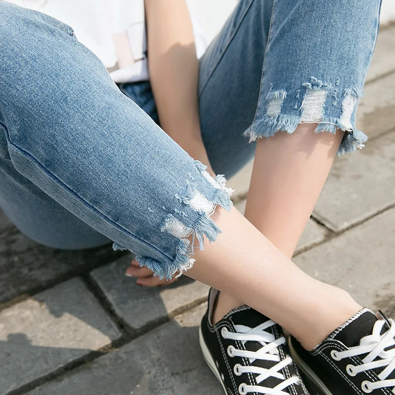 Blue Ripped Distressed Boyfriend Ankle Denim Jeans Women Casual Summer Autumn Plain Straight Leg Pants Spring Trousers
Blue Ripped Distressed Boyfriend Ankle Denim Jeans Women Casual Summer Autumn Plain Straight Leg Pants Spring Trousers
