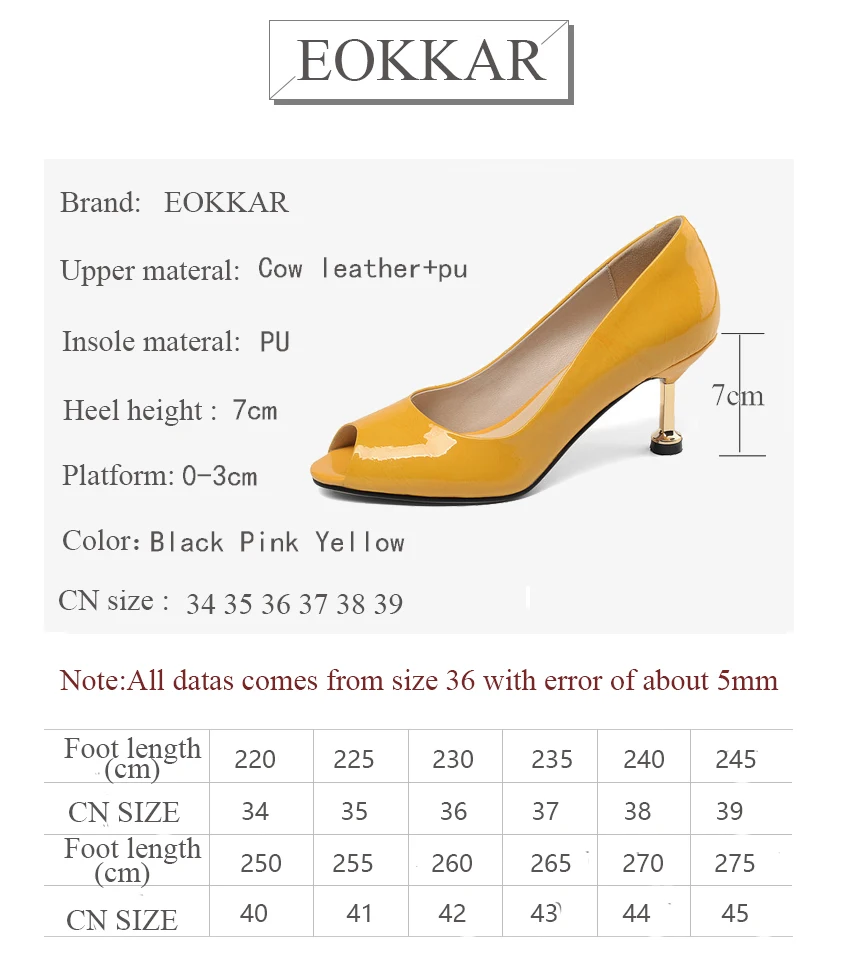 Eokkar 2019 Genuine Leather+pu Women Shoes Peep Toe Thin High Heel Stiletto Peep Toe Elegant Party Shoes Women Pumps Size 34-39 
Eokkar 2019 Genuine Leather+pu Women Shoes Peep Toe Thin High Heel Stiletto Peep Toe Elegant Party Shoes Women Pumps Size 34-39