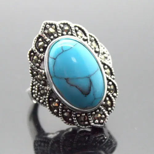 17X30mm Blue Turquoises Oval Gem 925 Sterling Silver Marcasite Ring Size 7/8/9/10
17X30mm Blue Turquoises Oval Gem 925 Sterling Silver Marcasite Ring Size 7/8/9/10