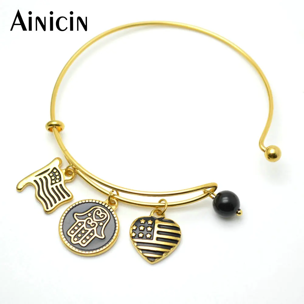 5pcs Stainless Steel American Flags Charms Adjustable Bangles For Fashion Women Jewelry National Day's Gift
5pcs Stainless Steel American Flags Charms Adjustable Bangles For Fashion Women Jewelry National Day's Gift