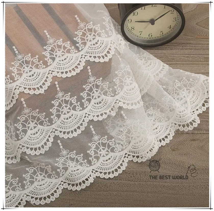 38cm Width Cotton Embroidered Lace Fabric Soft Tulle Sewing Lace Butterfly Flower Skirt Apparel Trims Scalloped Appliqued
38cm Width Cotton Embroidered Lace Fabric Soft Tulle Sewing Lace Butterfly Flower Skirt Apparel Trims Scalloped Appliqued