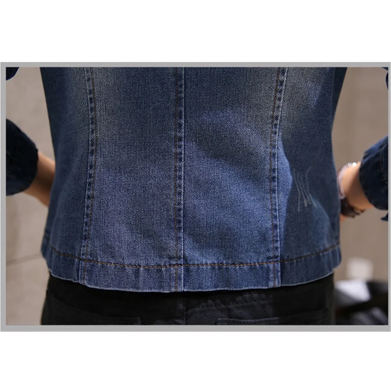 Женская короткая джинсовая куртка Повседневная облегающая на молнии с