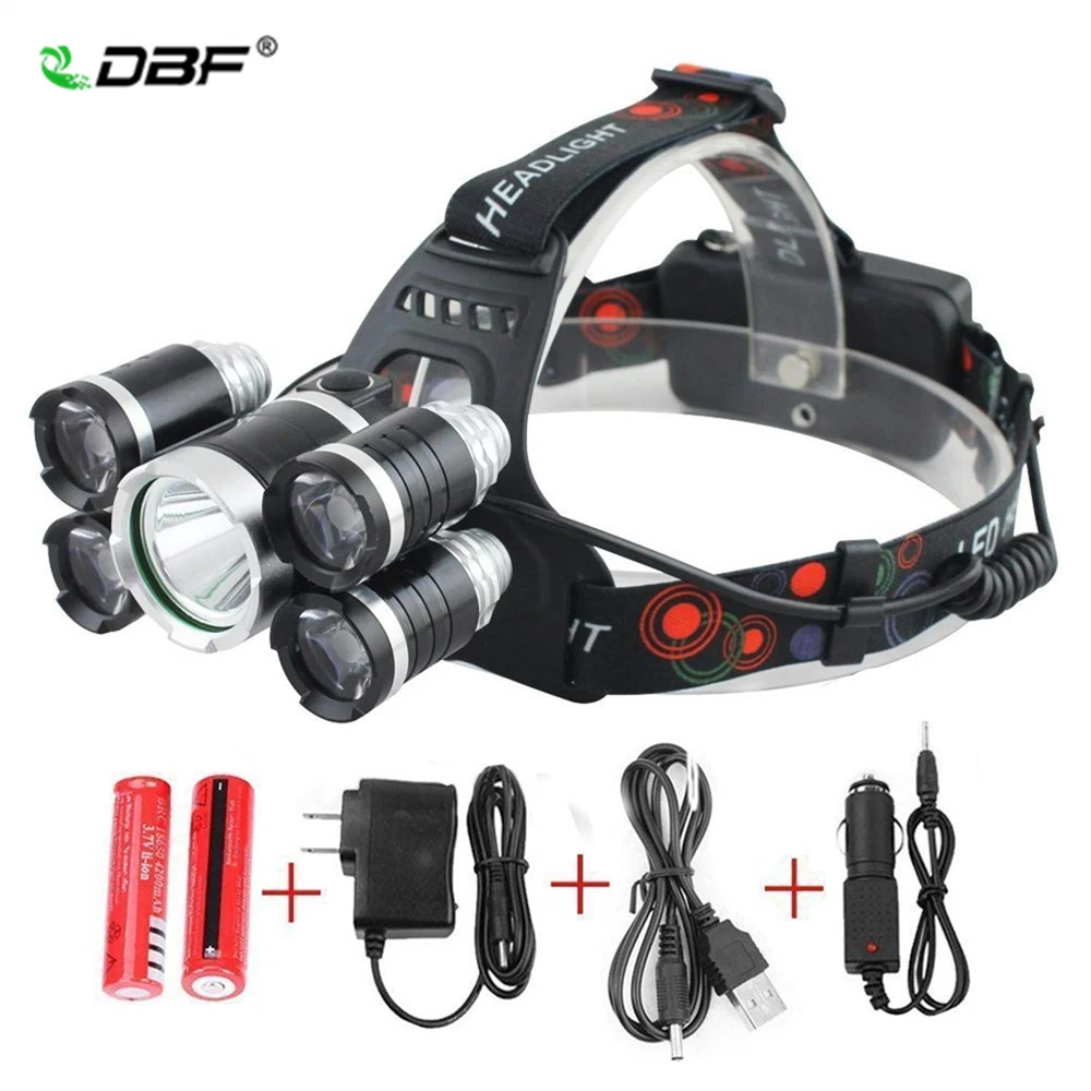 DBF 13000LM High Power Headlight LED Headlamp T6 4*Q5 5 Chip Head Lamp Flashlight Torch Lanterna Head Light for Biking Camping
DBF 13000LM High Power Headlight LED Headlamp T6 4*Q5 5 Chip Head Lamp Flashlight Torch Lanterna Head Light for Biking Camping