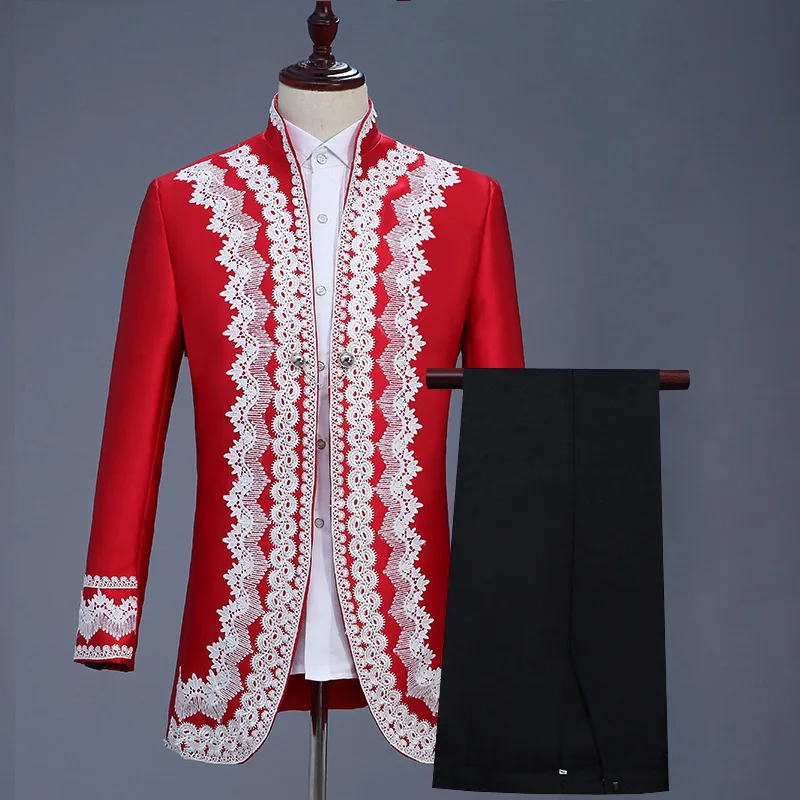 Red Embroidered Satin 2 Piece Suit Men Party Wedding Suits for Men Stage Singer Prom Costume Homme Mens Suit (Jacket+Pants) XXL
Red Embroidered Satin 2 Piece Suit Men Party Wedding Suits for Men Stage Singer Prom Costume Homme Mens Suit (Jacket+Pants) XXL