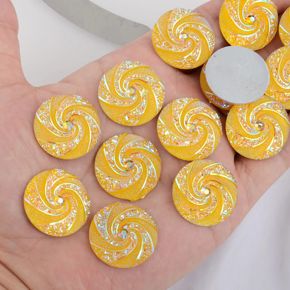 BOLIAO No Hole 10Pcs 25mm (0.98in) Round Whirlwind Yellow Resin AB Color Shiny FlatBack Appliques/Craft/Wedding Decoration
BOLIAO No Hole 10Pcs 25mm (0.98in) Round Whirlwind Yellow Resin AB Color Shiny FlatBack Appliques/Craft/Wedding Decoration