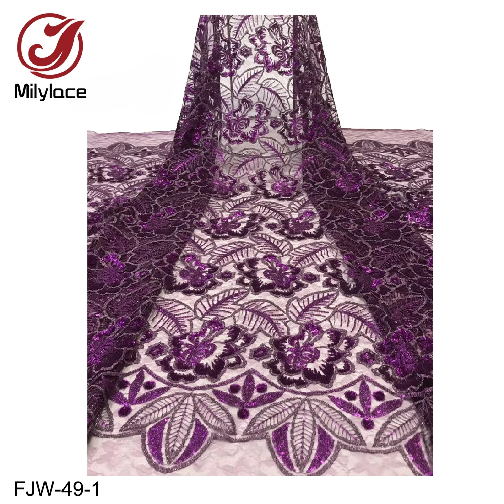 Purple Sequined Lace Fabric 5 Yards African Nigerian Mesh Lace Fabric with Sequined Flower Pattern for Party Clothes FJW-49
Purple Sequined Lace Fabric 5 Yards African Nigerian Mesh Lace Fabric with Sequined Flower Pattern for Party Clothes FJW-49