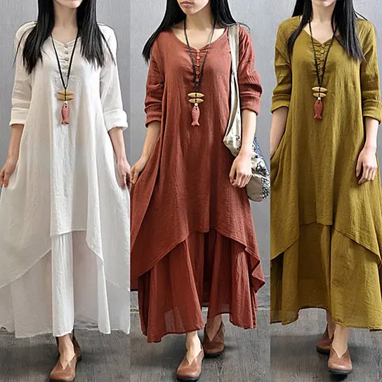Vintage Women Double Layers Long Spring Fall Loose Maternity Tops Maxi Tunic Dress
Vintage Women Double Layers Long Spring Fall Loose Maternity Tops Maxi Tunic Dress