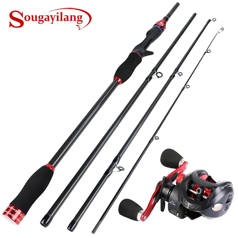 Sougayilang Rod Combo 4 секции карбоновое волокно литье стержень 2 1 м/2 м с Baitcast Катушка 12 + 1BB