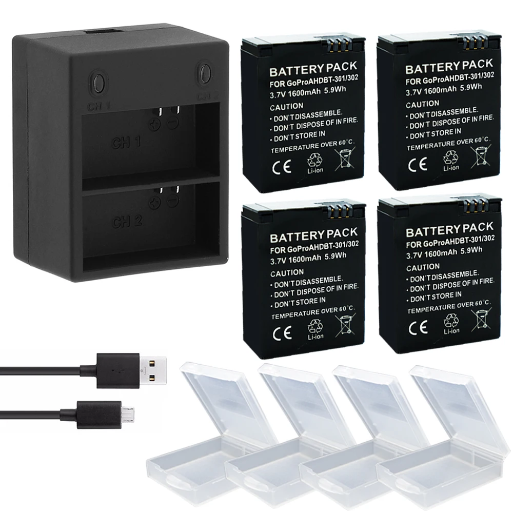 4x 1600mAh Go pro 3 Battery hero 3 AHDBT-301 + USB Dual Charger for GoPro Hero3 Battery GoPro3 Hero 3 Hero 3+ Camera Accessories
4x 1600mAh Go pro 3 Battery hero 3 AHDBT-301 + USB Dual Charger for GoPro Hero3 Battery GoPro3 Hero 3 Hero 3+ Camera Accessories