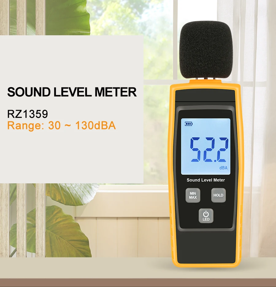 Digital sound level meter Indicator DB Meters noise tester in decibels LCD screen New RZ1359
Digital sound level meter Indicator DB Meters noise tester in decibels LCD screen New RZ1359