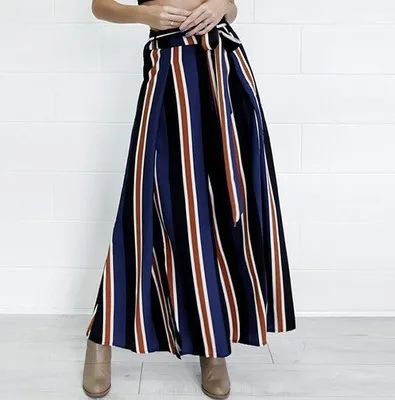 Wide Leg Pants Drawstring Women Elastic High Waist Striped Casual Cotton Pants Navy Blue Summer Women Clothing P56962
Wide Leg Pants Drawstring Women Elastic High Waist Striped Casual Cotton Pants Navy Blue Summer Women Clothing P56962