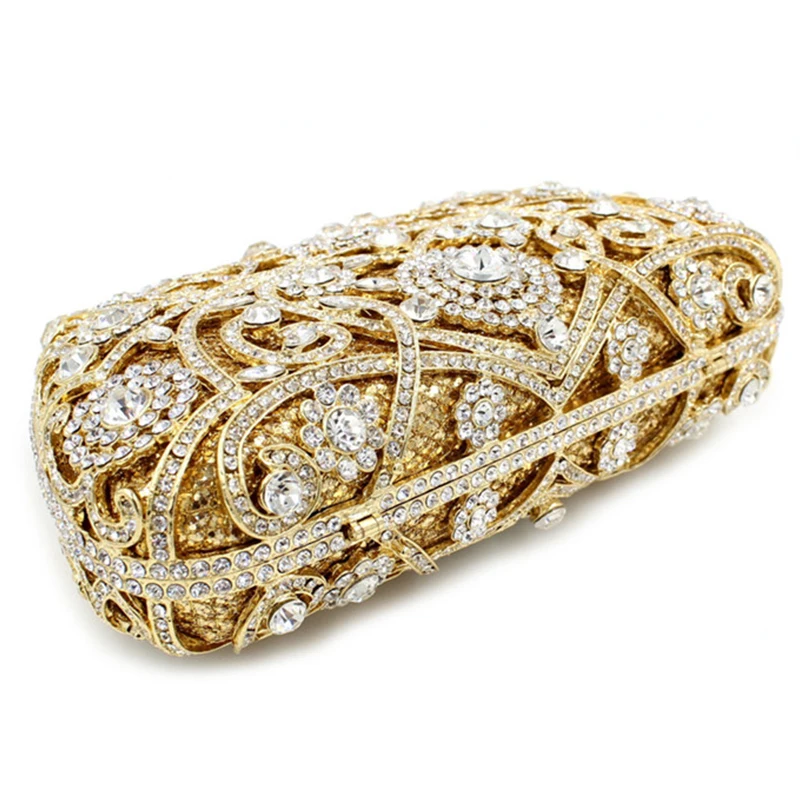 New White Crystal Clutch Bag Rhinestone Women Evening Purse Fashion Gold Metal Female Party Shoulder Handbags Hollow Out Bag
New White Crystal Clutch Bag Rhinestone Women Evening Purse Fashion Gold Metal Female Party Shoulder Handbags Hollow Out Bag