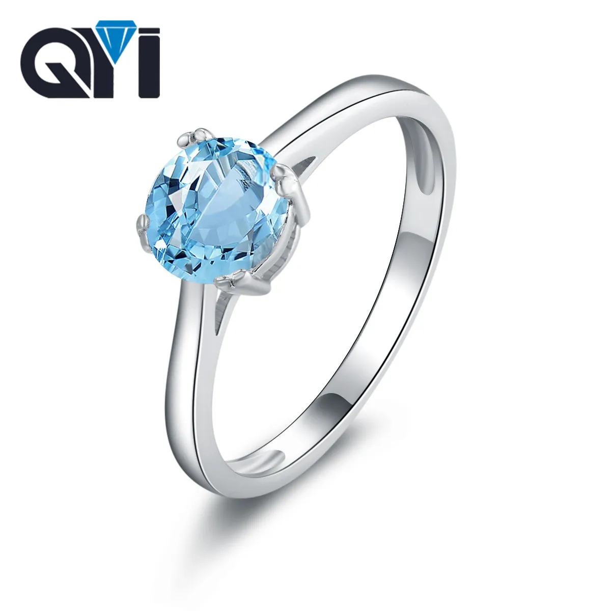 QYI 925 Sterling Silver Natural Sky Blue Topaz Ring 1.25 ct Round Shaped Engagement Fashion Rings for Women Gemstone Jewelry
QYI 925 Sterling Silver Natural Sky Blue Topaz Ring 1.25 ct Round Shaped Engagement Fashion Rings for Women Gemstone Jewelry