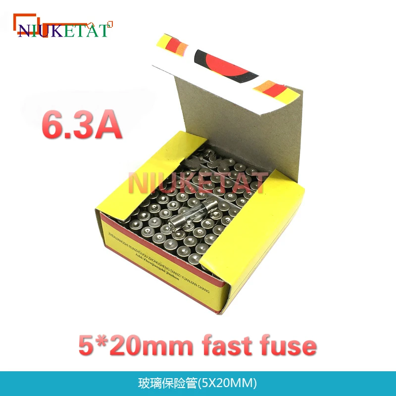 100pcs/box 5*20mm 6.3A 250V Fast fuse 5*20 F6.3A 6300mA 250V Glass Fuse 5mm*20mm New and original
100pcs/box 5*20mm 6.3A 250V Fast fuse 5*20 F6.3A 6300mA 250V Glass Fuse 5mm*20mm New and original