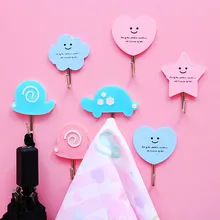 2PCS/Lots Candy Color Hook Cartoon Strong Seamless Creative Cute Wall Bearing Small Sticky Love Cloud Adhesive Coat Hooks