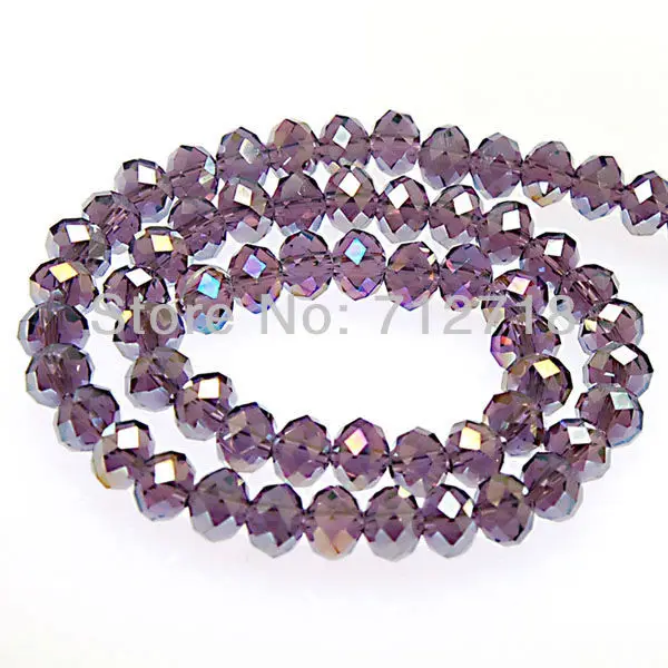 

Beads,crystal rondelle beads,AB plated faceted beads,purple 8x10mm rondelle,Sold of 5 strands (Min Order $20)