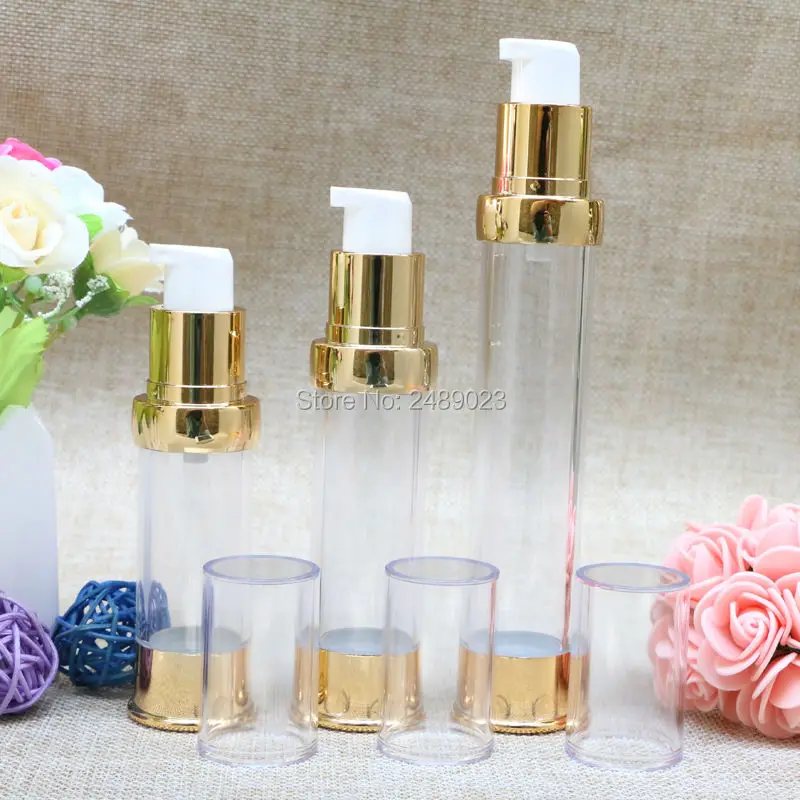 High-grade Mini 15ml 20ml 30ml Gold Refillable bottles Cosmetic Packaging Airless Bottles Plastic Makeup Container 10pcs/lot
High-grade Mini 15ml 20ml 30ml Gold Refillable bottles Cosmetic Packaging Airless Bottles Plastic Makeup Container 10pcs/lot